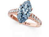 Rose gold Fancy Blue Marquise  Cut Pavé Band Solitaire Ring with Four-Prong Setting_57