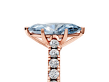 Rose gold Fancy Blue Marquise  Cut Pavé Band Solitaire Ring with Four-Prong Setting_61