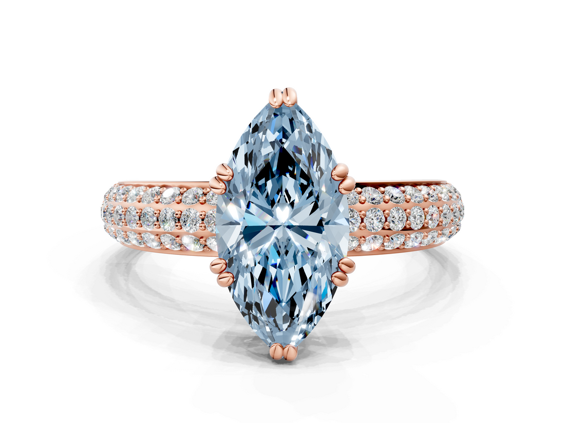 Rose gold Fancy Blue Marquise  Cut Pave Diamond Engagement Ring with Channel Set Band and Four-Prong Setting_20