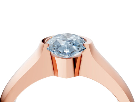 Rose gold Fancy Blue Marquise Cut Solitaire Bezel Set Diamond Ring with Wide Band_4