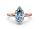 Rose gold Fancy Blue Marquise Cut Solitaire Cathedral Diamond Engagement Ring with Channel-Set Band and Four-Prong Setting_3