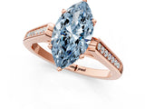 Rose gold Fancy Blue Marquise Cut Solitaire Cathedral Diamond Engagement Ring with Channel-Set Band and Four-Prong Setting_4