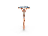 Rose gold Fancy Blue Marquise Cut Solitaire Cathedral Diamond Engagement Ring with Channel-Set Band and Four-Prong Setting_5