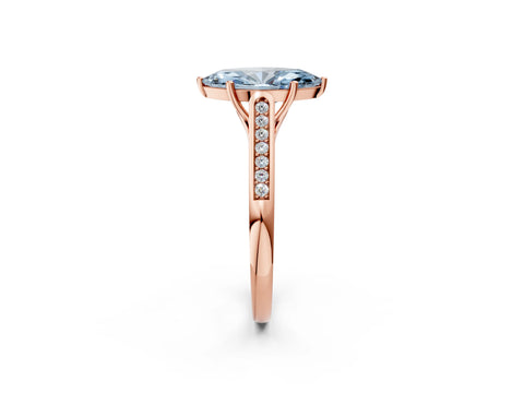 Rose gold Fancy Blue Marquise Cut Solitaire Cathedral Diamond Engagement Ring with Channel-Set Band and Four-Prong Setting_5