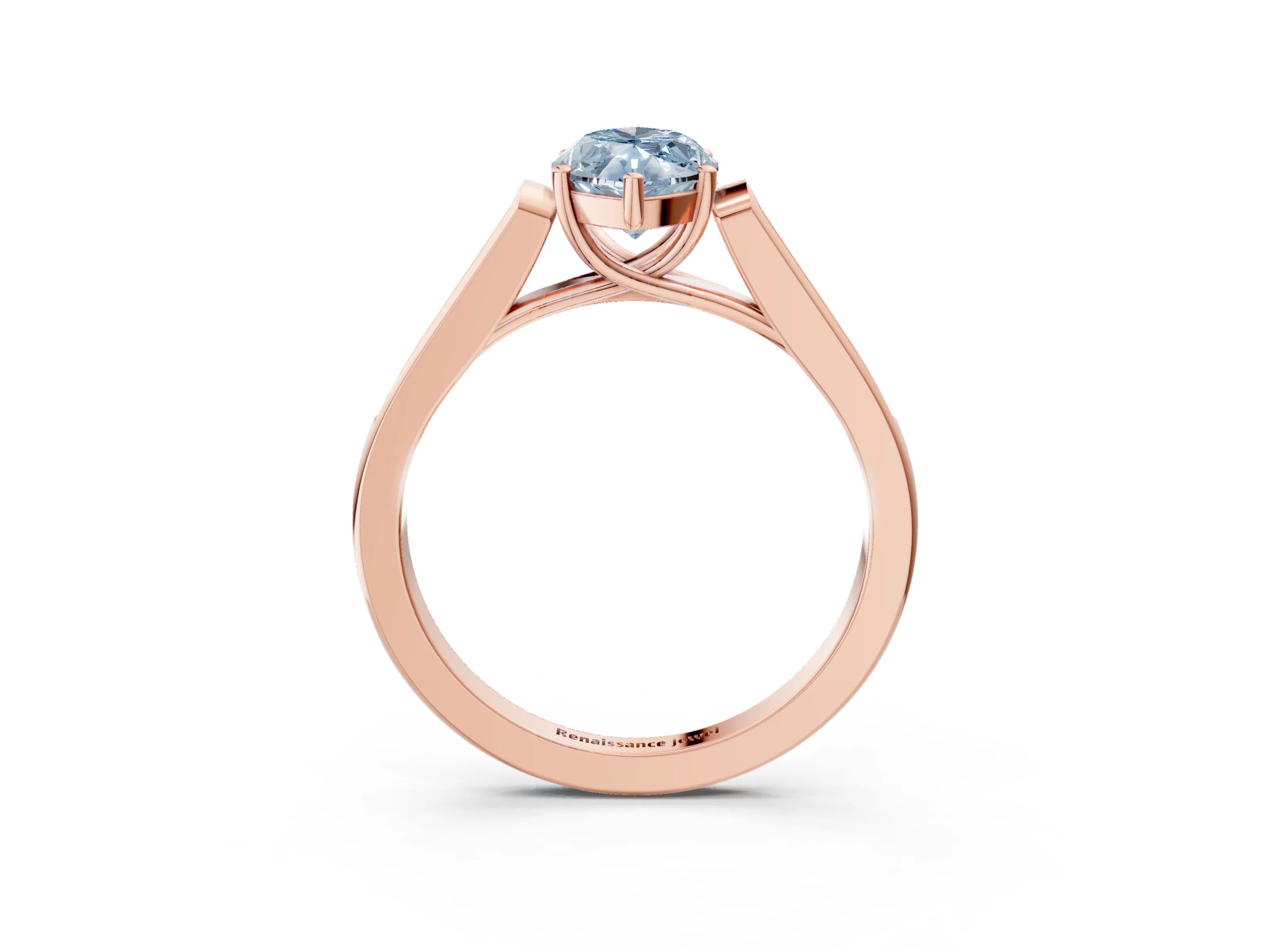 Rose gold Fancy Blue Marquise Cut Solitaire Cathedral Diamond Engagement Ring with Channel-Set Band and Four-Prong Setting_6