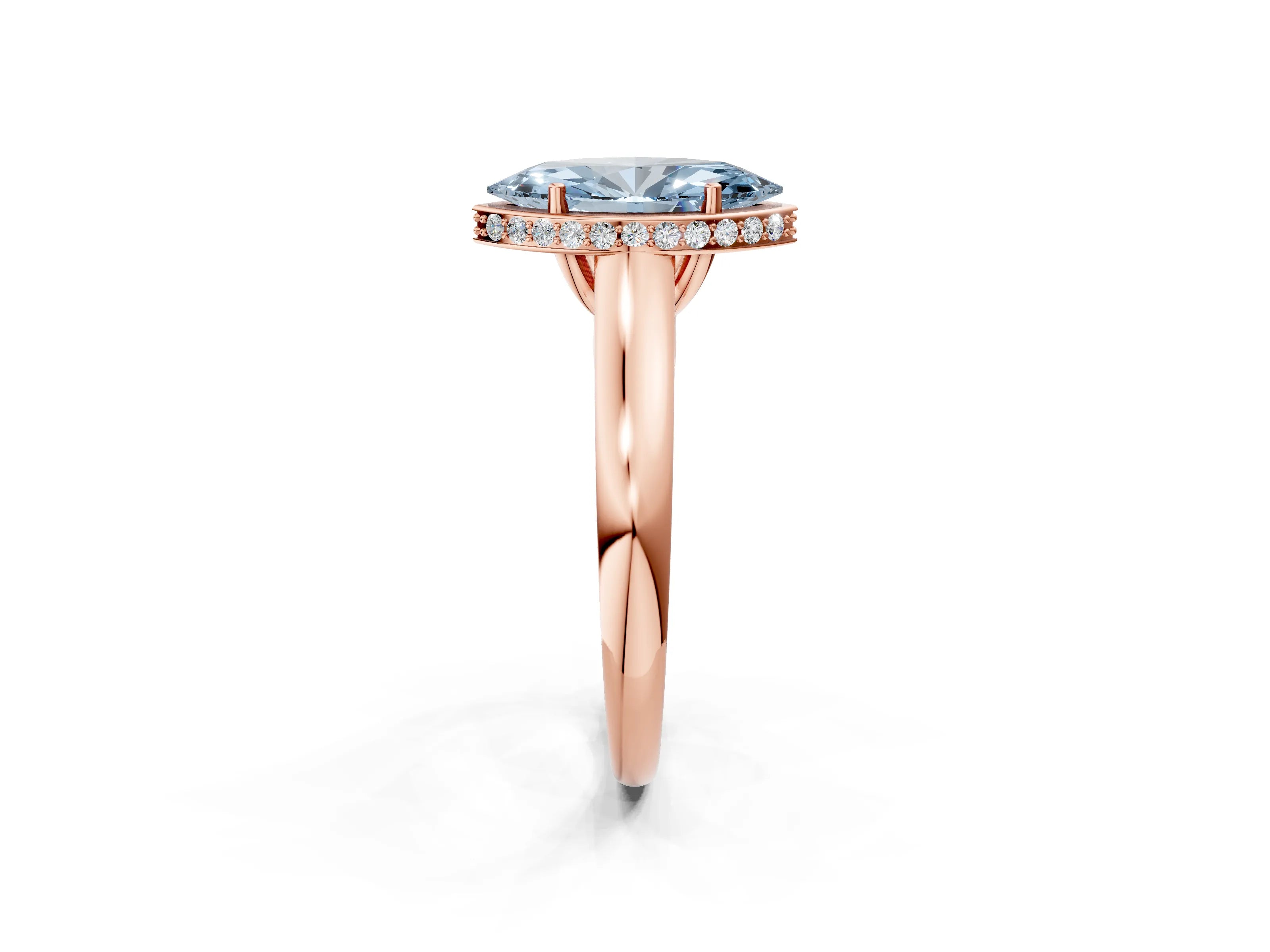 Rose gold Fancy Blue Marquise Cut Solitaire Diamond Engagement Ring with Four-Prong Setting and Tapered Band_2