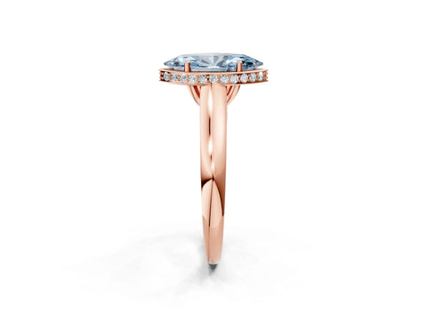 Rose gold Fancy Blue Marquise Cut Solitaire Diamond Engagement Ring with Four-Prong Setting and Tapered Band_2