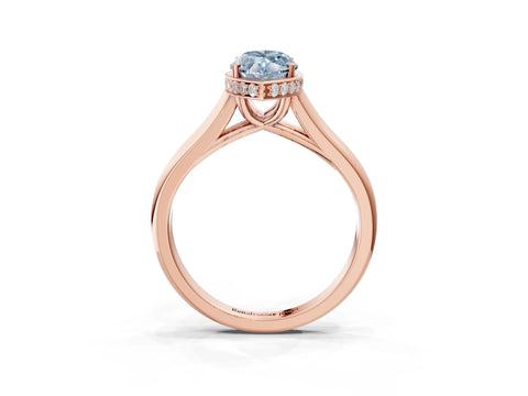 Rose gold Fancy Blue Marquise Cut Solitaire Diamond Engagement Ring with Four-Prong Setting and Tapered Band_3
