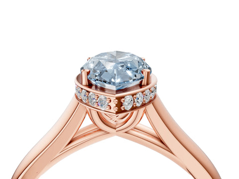 Rose gold Fancy Blue Marquise Cut Solitaire Diamond Engagement Ring with Four-Prong Setting and Tapered Band_4