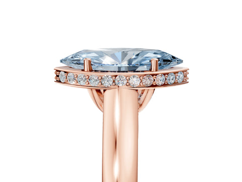 Rose gold Fancy Blue Marquise Cut Solitaire Diamond Engagement Ring with Four-Prong Setting and Tapered Band_5