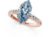Rose gold Fancy Blue Marquise Cut Solitaire Diamond Engagement Ring with Pavé Band and Six-Prong Setting_13