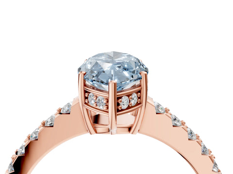 Rose gold Fancy Blue Marquise Cut Solitaire Diamond Engagement Ring with Pavé Band and Six-Prong Setting_16