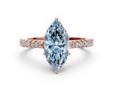 Rose gold Fancy Blue Marquise  Cut Solitaire Diamond Engagement Ring with Pave Band and Four-Prong Setting_146