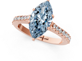 Rose gold Fancy Blue Marquise  Cut Solitaire Diamond Engagement Ring with Pave Band and Four-Prong Setting_147