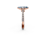 Rose gold Fancy Blue Marquise  Cut Solitaire Diamond Engagement Ring with Pave Band and Four-Prong Setting_148