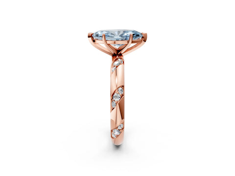 Rose gold Fancy Blue Marquise Cut Solitaire Diamond Engagement Ring with Twisted Pave Band and Four-Prong Setting_5