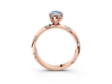 Rose gold Fancy Blue Marquise Cut Solitaire Diamond Engagement Ring with Twisted Pave Band and Four-Prong Setting_6
