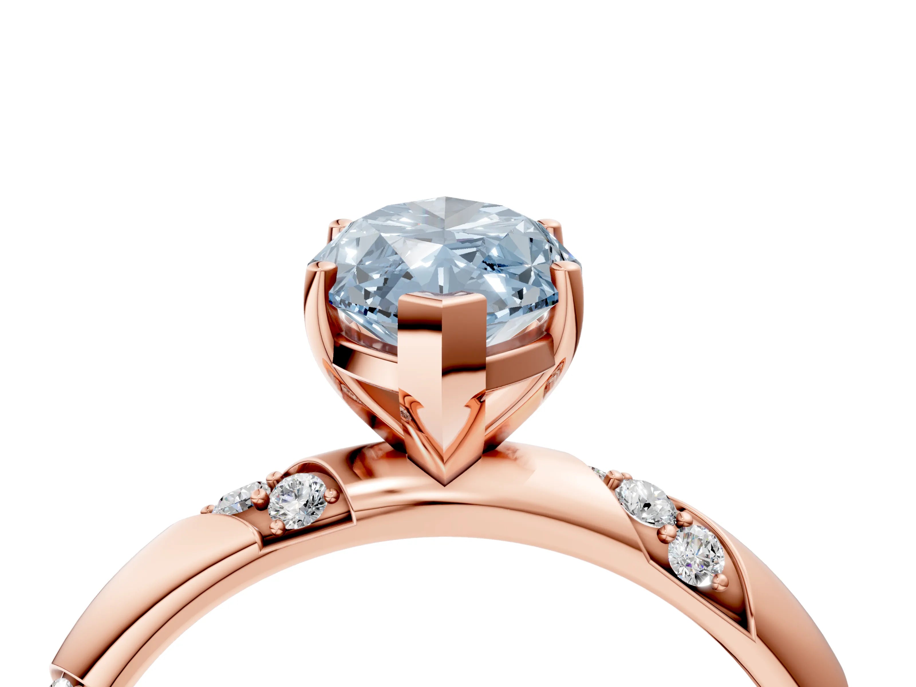 Rose gold Fancy Blue Marquise Cut Solitaire Diamond Engagement Ring with Twisted Pave Band and Four-Prong Setting_7