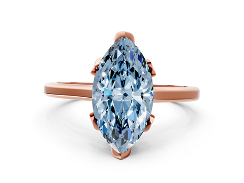 Rose gold Fancy Blue Marquise  Cut Solitaire Diamond Ring with Flower-Prong Setting and Classic Band_55