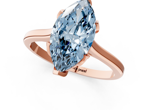 Rose gold Fancy Blue Marquise  Cut Solitaire Diamond Ring with Flower-Prong Setting and Classic Band_56