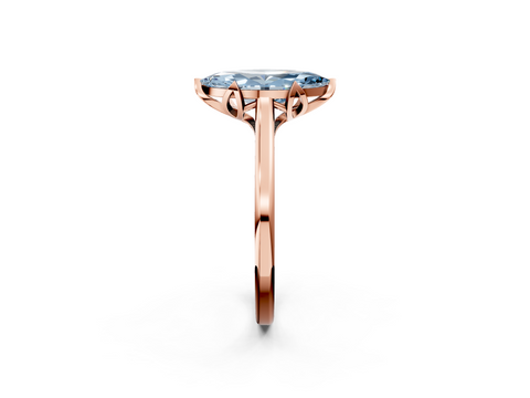 Rose gold Fancy Blue Marquise  Cut Solitaire Diamond Ring with Flower-Prong Setting and Classic Band_57