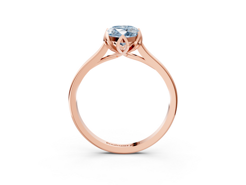 Rose gold Fancy Blue Marquise  Cut Solitaire Diamond Ring with Flower-Prong Setting and Classic Band_58
