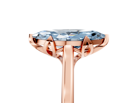 Rose gold Fancy Blue Marquise  Cut Solitaire Diamond Ring with Flower-Prong Setting and Classic Band_60