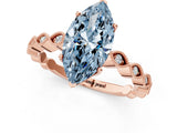 Rose gold Fancy Blue Marquise Cut Solitaire Diamond Ring with Infinity Twist Band and Four-Prong Setting_25