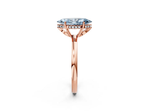Rose gold Fancy Blue Marquise Cut Solitaire Diamond Ring with Prong Setting and Plain Band_2
