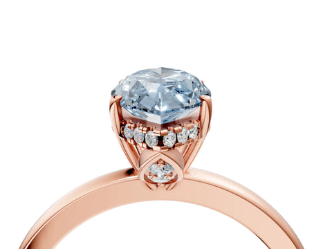 Rose gold Fancy Blue Marquise Cut Solitaire Diamond Ring with Prong Setting and Plain Band_4