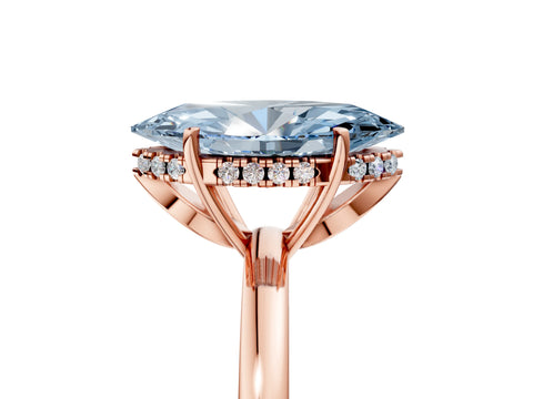 Rose gold Fancy Blue Marquise Cut Solitaire Diamond Ring with Prong Setting and Plain Band_5