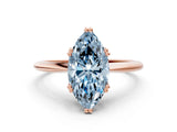 Rose gold Fancy Blue Marquise Cut Solitaire Diamond Ring with Six-Prong Setting and Classic Band_12