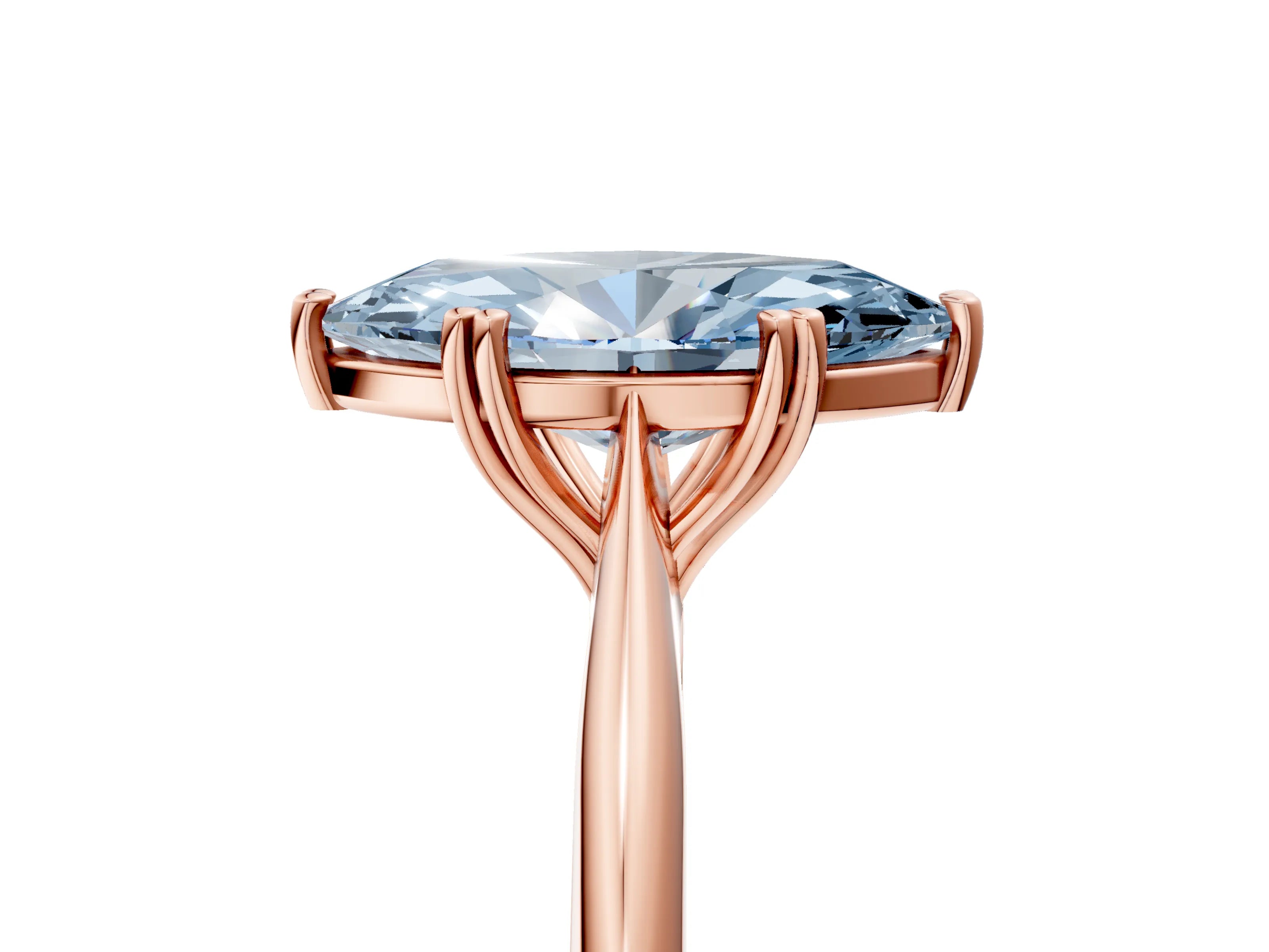 Rose gold Fancy Blue Marquise Cut Solitaire Diamond Ring with Six-Prong Setting and Classic Band_5