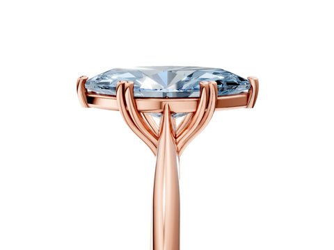 Rose gold Fancy Blue Marquise Cut Solitaire Diamond Ring with Six-Prong Setting and Classic Band_5