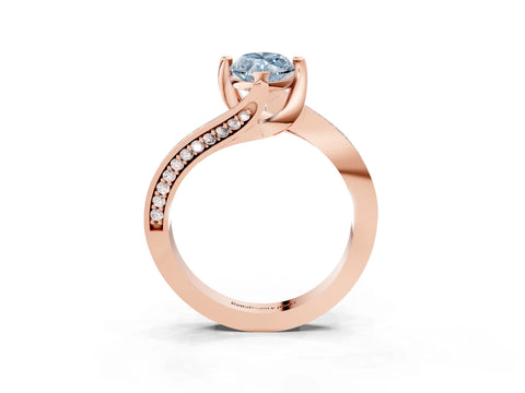 Rose gold Fancy Blue Marquise Cut Solitaire Diamond Twist Band with Pavé Setting and Four-Prong Setting_3