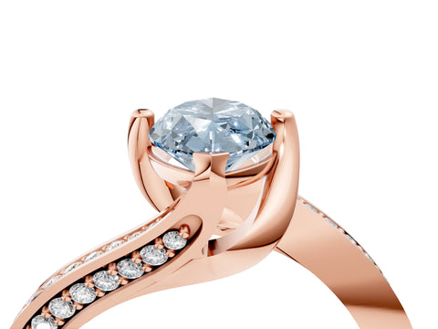 Rose gold Fancy Blue Marquise Cut Solitaire Diamond Twist Band with Pavé Setting and Four-Prong Setting_4