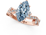 Rose gold Fancy Blue Marquise  Cut Solitaire Diamond Twisted Band with Pave Setting_48