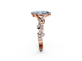 Rose gold Fancy Blue Marquise  Cut Solitaire Diamond Twisted Band with Pave Setting_49