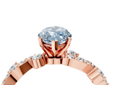 Rose gold Fancy Blue Marquise  Cut Solitaire Diamond Twisted Band with Pave Setting_51