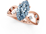 Rose gold Fancy Blue Marquise  Cut Solitaire Diamond with Side Stones on Criss-Cross Band and Four-Prong Setting_4