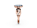 Rose gold Fancy Blue Marquise  Cut Solitaire Diamond with Side Stones on Criss-Cross Band and Four-Prong Setting_5