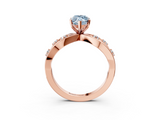Rose gold Fancy Blue Marquise  Cut Solitaire Diamond with Side Stones on Criss-Cross Band and Four-Prong Setting_6
