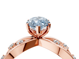 Rose gold Fancy Blue Marquise  Cut Solitaire Diamond with Side Stones on Criss-Cross Band and Four-Prong Setting_7