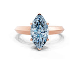 Rose gold Fancy Blue Marquise  Cut Solitaire Engagement Ring with Flat Band and Four-Prong Setting 1