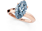 Rose gold Fancy Blue Marquise  Cut Solitaire Engagement Ring with Flat Band and Four-Prong Setting 2