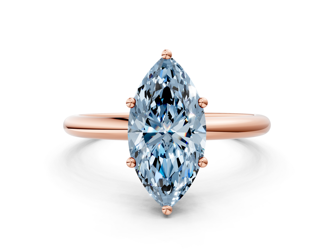 Rose gold Fancy Blue Marquise  Cut Solitaire Engagement Ring with Four-Prong Setting and Classic Band_20