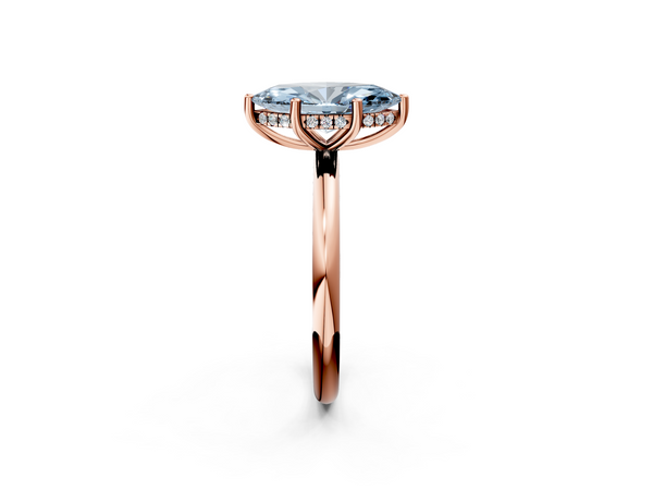 Rose gold Fancy Blue Marquise  Cut Solitaire Engagement Ring with Four-Prong Setting and Classic Band