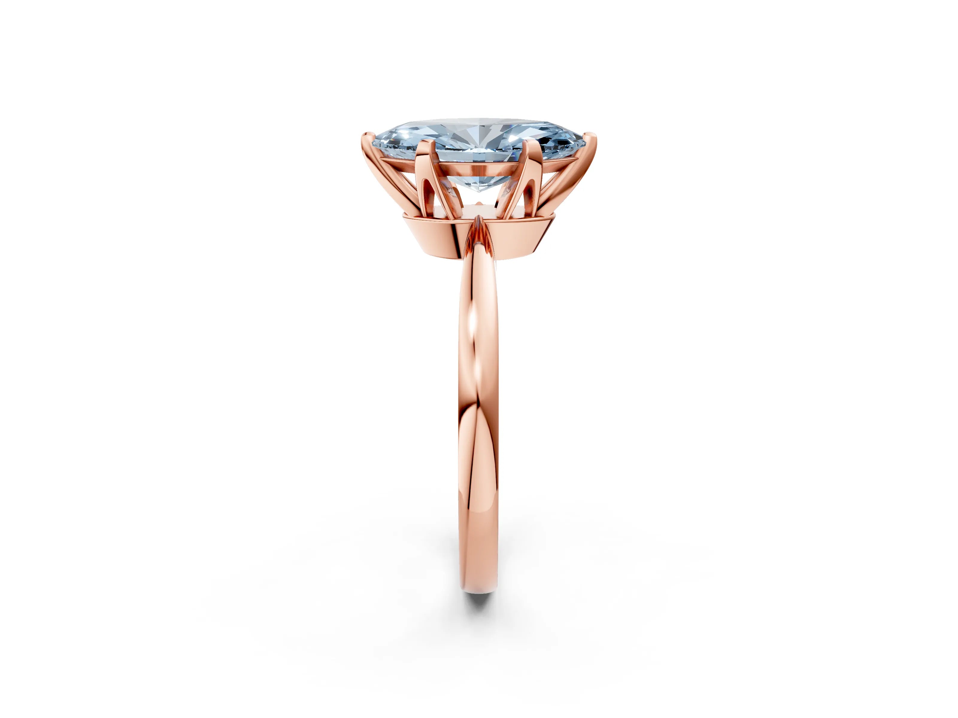 Rose gold Fancy Blue Marquise Cut Solitaire Engagement Ring with Six-Prong Setting and Tapered Band_2