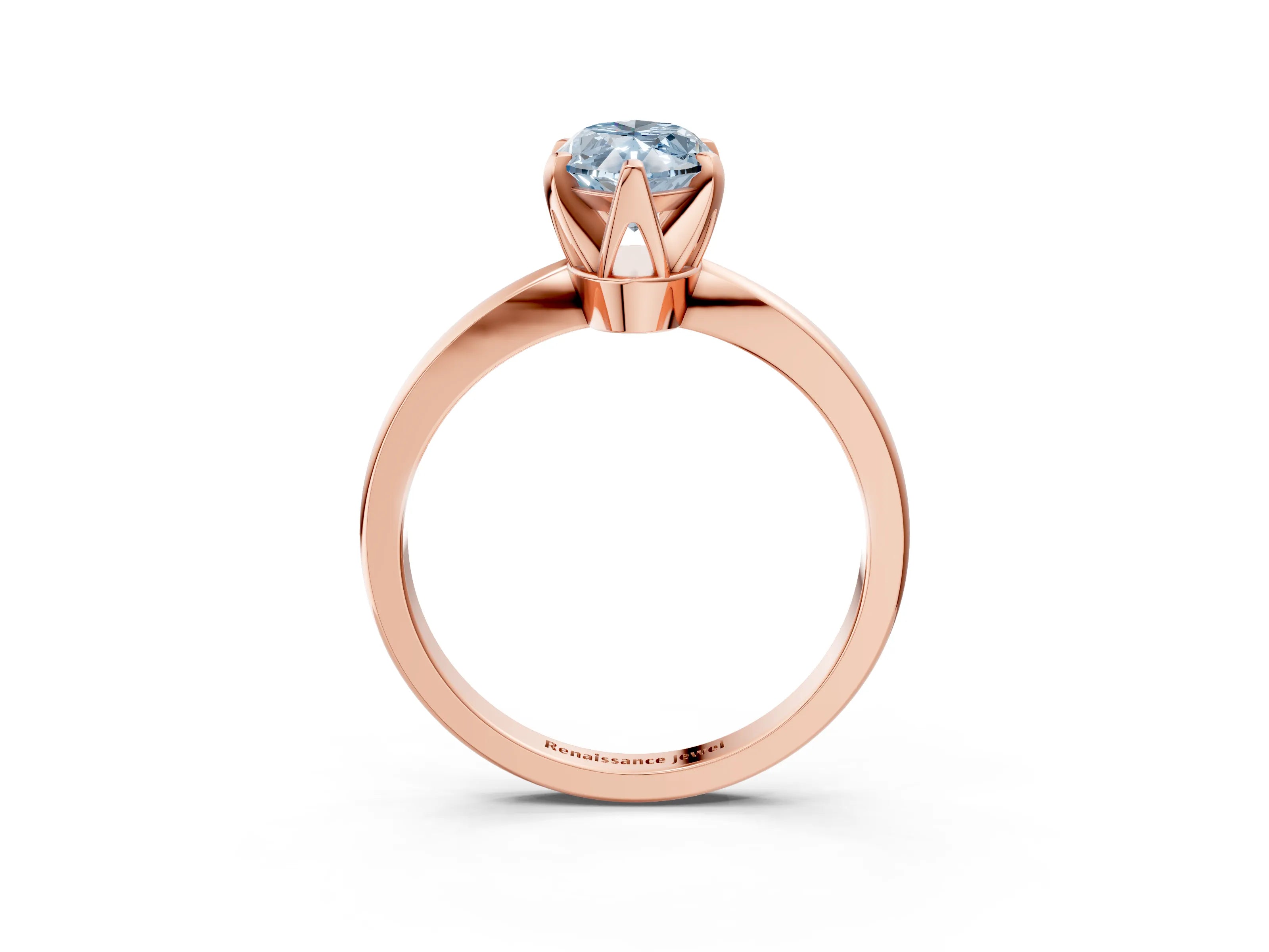 Rose gold Fancy Blue Marquise Cut Solitaire Engagement Ring with Six-Prong Setting and Tapered Band_3