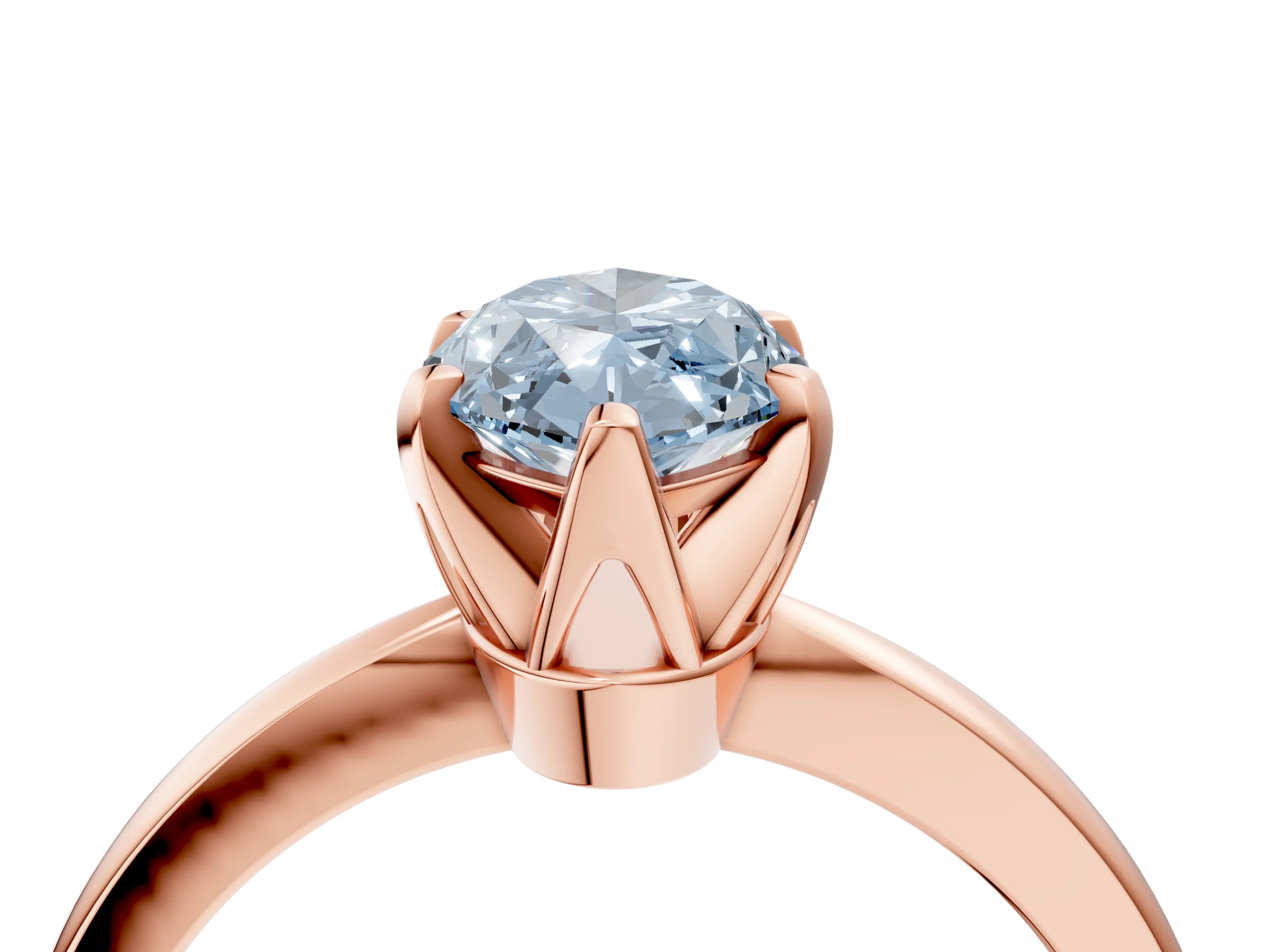 Rose gold Fancy Blue Marquise Cut Solitaire Engagement Ring with Six-Prong Setting and Tapered Band_4